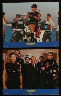 4e115 POLICE ACADEMY 2 8 color English FOH LCs '85 wacky Steve Guttenberg, Bubba Smith, Winslow!