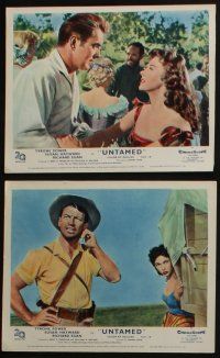 4e145 UNTAMED 8 color English FOH LCs '55 great images of Tyrone Power & Susan Hayward!