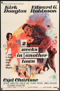 4f005 2 WEEKS IN ANOTHER TOWN 1sh '62 cool art of Kirk Douglas & sexy Cyd Charisse by Bart Doe!