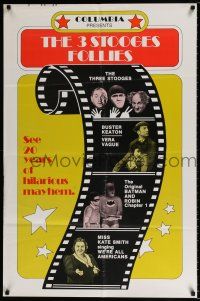4f010 3 STOOGES FOLLIES 1sh '74 images of The Three Stooges, Buster Keaton, Vera Vague & Batman!
