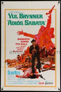 4f019 ADIOS SABATA 1sh '71 Yul Brynner aims to kill, and his gun does the rest, cool art!