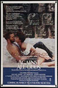 4f025 AGAINST ALL ODDS advance 1sh '84 Jeff Bridges makes out with Rachel Ward on the beach!