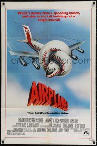 4f026 AIRPLANE 1sh '80 classic zany parody by Jim Abrahams and David & Jerry Zucker!