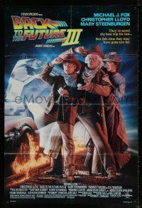 4f062 BACK TO THE FUTURE III DS 1sh '90 Michael J. Fox, Chris Lloyd, Drew Struzan art!
