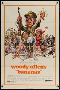 4f070 BANANAS 1sh '71 great artwork of Woody Allen by E.C. Comics artist Jack Davis!