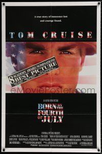 4f112 BORN ON THE FOURTH OF JULY DS 1sh '89 Oliver Stone, great patriotic image of Tom Cruise!