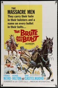 4f127 BRUTE & THE BEAST 1sh '69 Lucio Fulci, cool art of Franco Nero pointing gun on horseback!