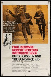 4f137 BUTCH CASSIDY & THE SUNDANCE KID style B 1sh '69 Paul Newman, Robert Redford, Katharine Ross!