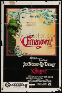 4f166 CHINATOWN 1sh '74 art of Jack Nicholson & Faye Dunaway by Jim Pearsall, Polanski