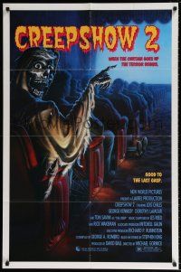 4f185 CREEPSHOW 2 1sh '87 Tom Savini, great Winters artwork of skeleton guy in theater!
