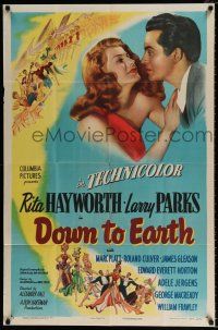4f223 DOWN TO EARTH style B 1sh '46 sensational colorful artwork of sexiest Rita Hayworth!