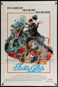 4f230 ELECTRA GLIDE IN BLUE style B 1sh '73 cool Blossom art of motorcycle cop Robert Blake!