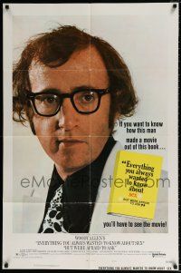 4f241 EVERYTHING YOU ALWAYS WANTED TO KNOW ABOUT SEX style A 1sh '72 c/u of director Woody Allen!