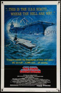 4f265 FINAL COUNTDOWN 1sh '80 cool sci-fi artwork of the U.S.S. Nimitz aircraft carrier!