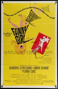 4f302 FUNNY GIRL 1sh '69 Barbra Streisand, Omar Sharif, directed by William Wyler!
