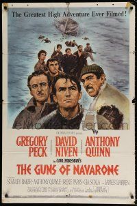 4f334 GUNS OF NAVARONE 1sh '61 Gregory Peck, Niven, Anthony Quinn & Darren, Terpning art!