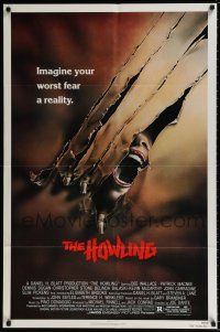 4f378 HOWLING 1sh '81 Joe Dante, cool image of screaming female attacked by werewolf!