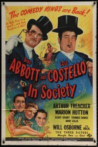 4f394 IN SOCIETY 1sh '44 Bud Abbott & Lou Costello, Arthur Treacher, sexy Marion Hutton!