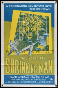 4f397 INCREDIBLE SHRINKING MAN 1sh R64 Jack Arnold, classic sci-fi art of tiny man & giant cat!