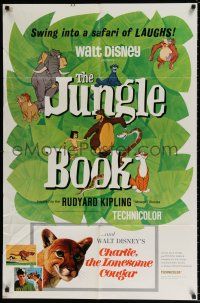 4f429 JUNGLE BOOK/CHARLIE THE LONESOME COUGAR 1sh '67 Disney's classic safari of laughs!