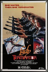 4f442 LADY TERMINATOR 1sh '88 action art of Barbara Anne Constable & Christopher Hart!