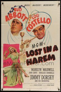 4f470 LOST IN A HAREM 1sh '44 Bud Abbott & Lou Costello in Arabia with sexy Marilyn Maxwell!
