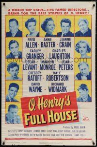 4f583 O HENRY'S FULL HOUSE 1sh '52 Fred Allen, Anne Baxter, Jeanne Crain & young Marilyn Monroe!