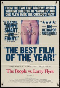 4f640 PEOPLE VS. LARRY FLYNT DS 1sh '96 Woody Harrelson as the founder of Hustler Magazine!