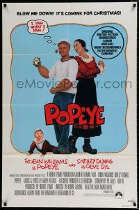 4f668 POPEYE teaser 1sh '80 Robert Altman, Robin Williams & Duvall as E.C. Segar's characters!