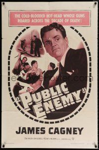 4f689 PUBLIC ENEMY 1sh R54 William Wellman directed classic, James Cagney & Jean Harlow!