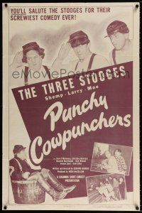 4f001 PUNCHY COWPUNCHERS 1sh '50 cool images of the Three Stooges - Moe, Larry and Shemp!