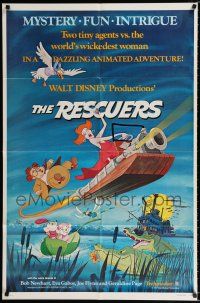 4f712 RESCUERS 1sh '77 Disney mouse mystery adventure cartoon from depths of Devil's Bayou!