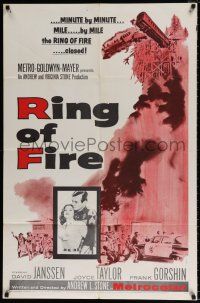 4f723 RING OF FIRE 1sh '61 it closes on David Janssen & Joyce Taylor minute by minute!