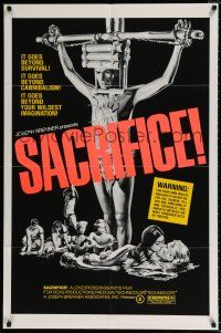 4f753 SACRIFICE 1sh '73 Umberto Lenzi directed cannibalism horror, gruesome image!