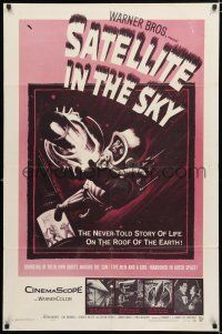 4f762 SATELLITE IN THE SKY 1sh '56 English, the never-told story of life on the roof of the Earth!