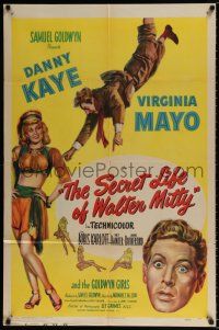 4f783 SECRET LIFE OF WALTER MITTY style A 1sh '47 Danny Kaye & Virginia Mayo in James Thurber story!