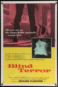 4f785 SEE NO EVIL int'l 1sh '71 keep your eyes on what blind Mia Farrow cannot see, Blind Terror!