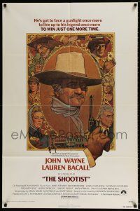 4f798 SHOOTIST 1sh '76 best Richard Amsel artwork of cowboy John Wayne & cast, Don Siegel!