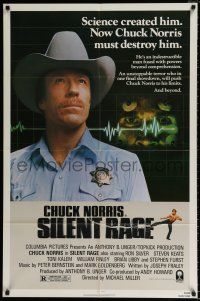 4f802 SILENT RAGE 1sh '82 science created him, now Chuck Norris must destroy him!