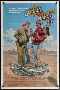 4f813 SMOKEY & THE BANDIT II 1sh '80 Goozee art of Burt Reynolds, Jackie Gleason & Sally Field!