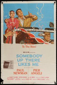 4f819 SOMEBODY UP THERE LIKES ME 1sh '56 Paul Newman as boxing champion Rocky Graziano!