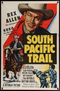 4f823 SOUTH PACIFIC TRAIL 1sh '52 great artwork of Rex Allen close up & on his horse Koko!