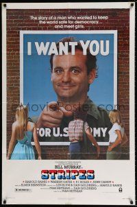4f858 STRIPES style A 1sh '81 Ivan Reitman classic military comedy, Bill Murray wants YOU!