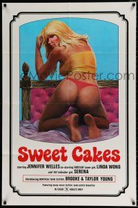 4f875 SWEET CAKES 1sh '76 super sexy artwork of nearly naked girl with back turned in bed!