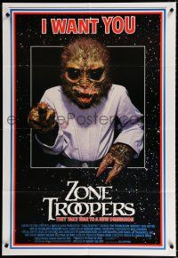 4f998 ZONE TROOPERS 1sh '85 Uncle Sam-like alien, parody of James Montgomery Flagg's I Want You!