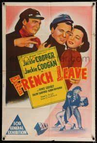 4g187 FRENCH LEAVE Aust 1sh '48 kid stars Jackie Cooper & Jackie Coogan all grown up & romancing!