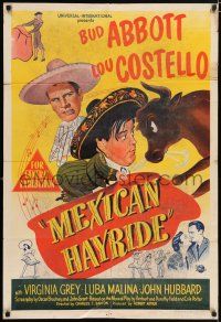 4g212 MEXICAN HAYRIDE Aust 1sh '48 matador Abbott & Costello in Mexico, great art!