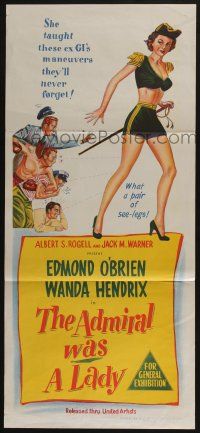 4g705 ADMIRAL WAS A LADY Aust daybill '50 Edmond O'Brien, boxer & cabbie lust after Wanda Hendrix!