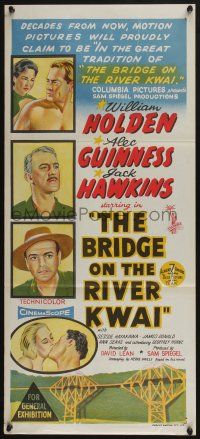 4g734 BRIDGE ON THE RIVER KWAI Aust daybill '58 William Holden, David Lean classic, stone litho!
