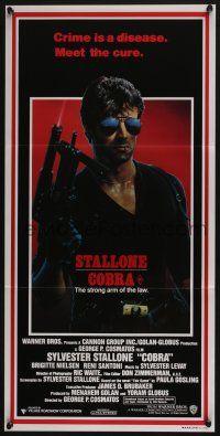 4g751 COBRA Aust daybill '85 crime is a disease and Sylvester Stallone is the cure!